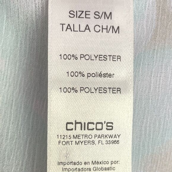 Chico's Chiffon Blouse Poncho Size S/M Floral Oversized Semi Sheer Top Cover - Picture 7 of 14
